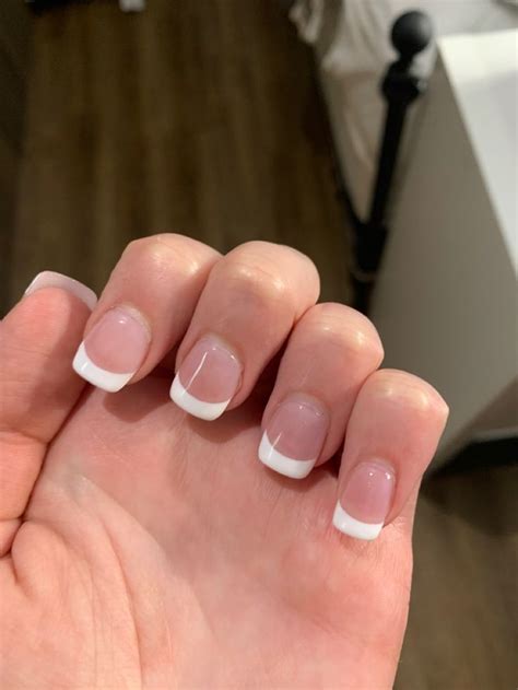 classy short square french tip nails